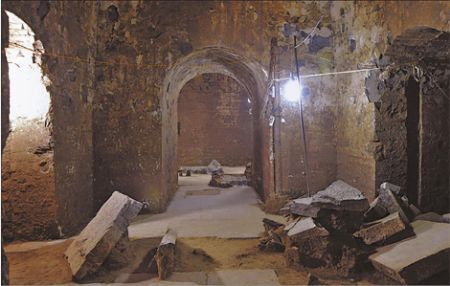 The front chamber of Cao Cao's mausoleum in Anyang county, Henan province.