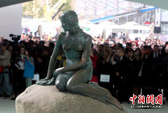 Denmark's iconic Little Mermaid statue is unveiled at the Danish pavilion at Shanghai World Expo site April 25, 2010.