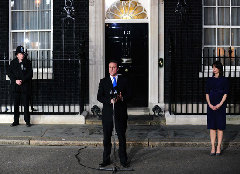 Britain's new Prime Minister Conservative party leader David Cameron speaks in front of 10 Downing Street in London, on May 11, 2010. Cameron was appointed by Britain's Queen Elizabeth II as new prime minister.