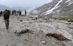 Afghan security personnel are on standby near the mountains where an Afghan Pamir Airways plane is believed to have crashed in the Salang pass May 17, 2010. 